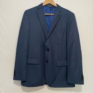 Indochino Newbury Blue Wool Suit Jacket Blazer Custom Tailored 42R Approx